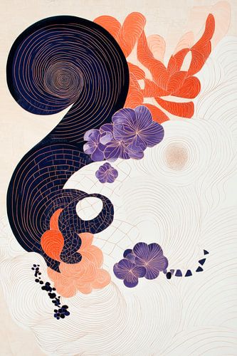 Abstracte bloemmotieven in felle kleuren