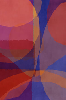 70s Retro veelkleurige abstracte vormen. Kobaltblauw, roze, rood, geel, paars