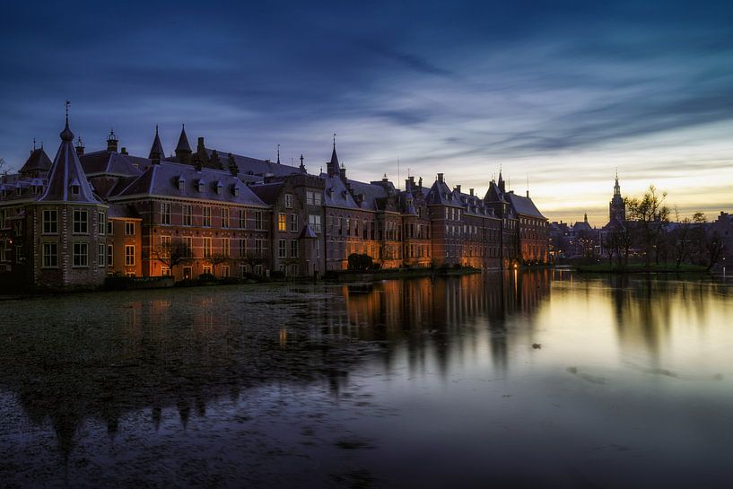 De hofvijver tijdens zonsondergang van Roy Poots