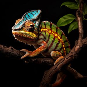 Chameleon on a branch by The Xclusive Art