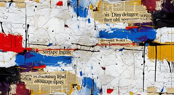 Abstracte collage van gemengde media Textuur – Vintage krant Grunge Hedendaagse kunst Achtergrond