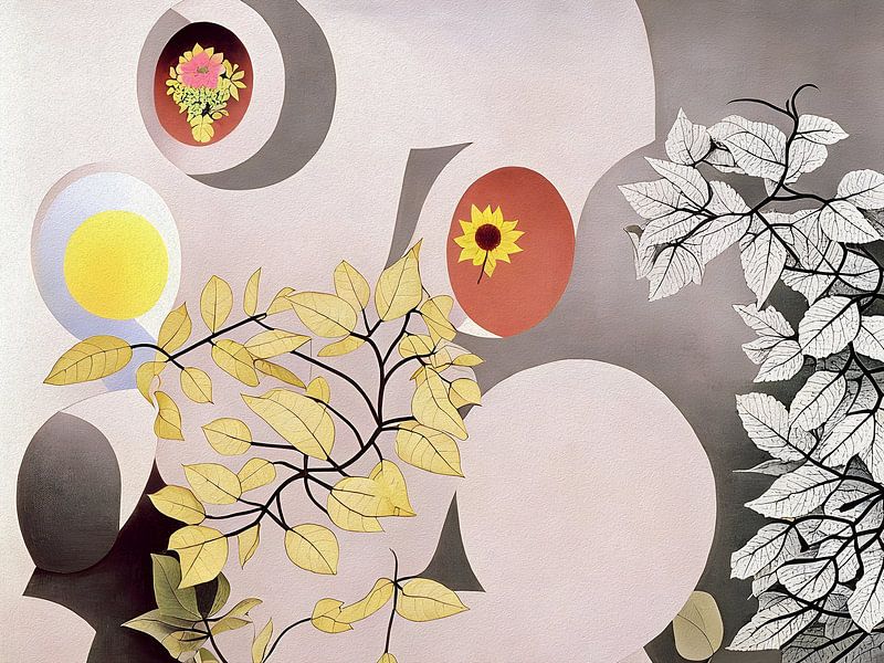 Automne abstrait en gris, orange et jaune par Artclaud