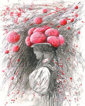 Black forest girl, Bollen hat, black/ white/ red