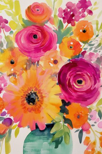 Une joyeuse ivresse printanière : des fleurs abstraites dans un vase