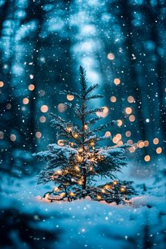 Kerstboom wintermagie van Poster Art Shop