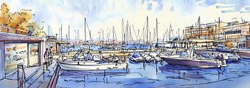 Aquarel panorama uit een schetsalbum, van Ariadna de Raadt-Goldberg