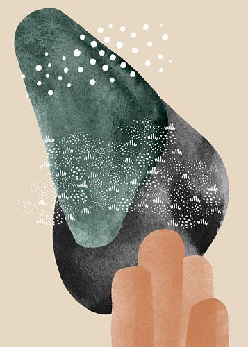 Modernes abstraktes Aquarell in Erdtönen, Bohème-Stil