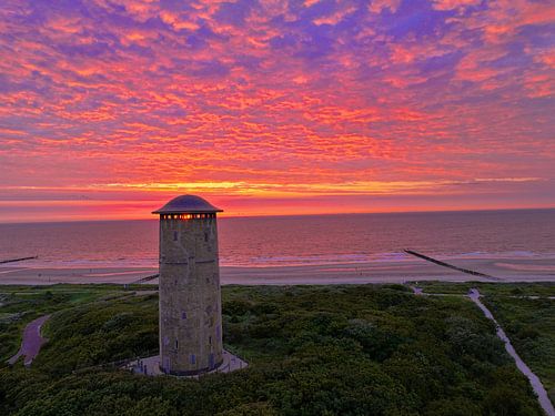 Château d'eau de Domburg à l'heure dorée