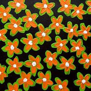 Fleurs rétro orange vert brun