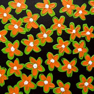 Bloemen retro oranje groen bruin van Bianca ter Riet