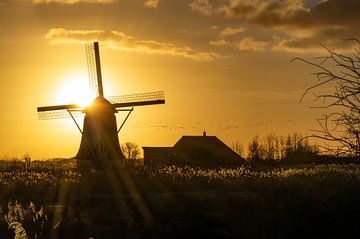 Mill at sunset by Onno van Kuik
