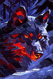 Dynamisch abstract kunstwerk met wolf design van Art & Soul Creations