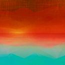 Sunrise over the sea a modern pop art expressionist in orange by FRESH Fine Art thumbnail