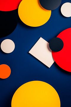 Geometric shapes on a blue background by Poster Art Shop