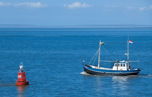 Pêcheur de crevettes sur la mer des Wadden.