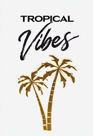 Gold Palm Trees Kunstdruck - Handgezeichnete kursive & Moderne Beschriftung von Artistic