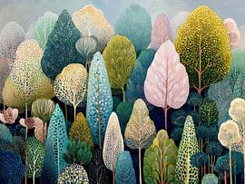 Bomen Bladeren | Whispers of the Tranquil Forest van Bloemen Studio