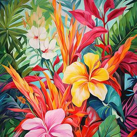 Tropical flowers background by Art Bizarre