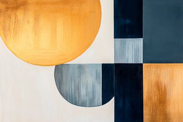 Geometrische Harmonie in Gold und Blau von Poster Art Shop