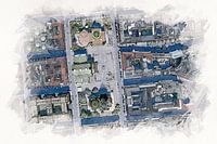Illustration of Gendarmenmarkt in Berlin from the air