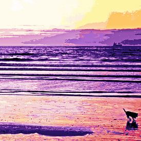 Promenade du soir sur la plage mixed media sur Werner Lehmann