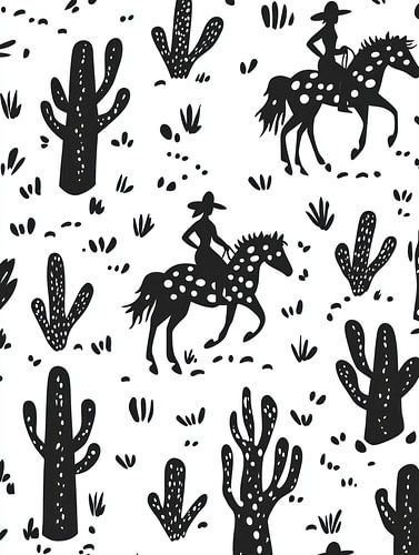 Repetitive cowgirl on horseback