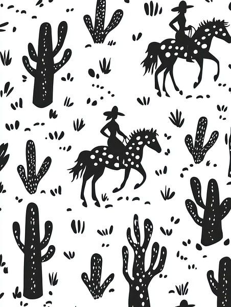 Cowgirl à cheval répétitive par Franka Poulain