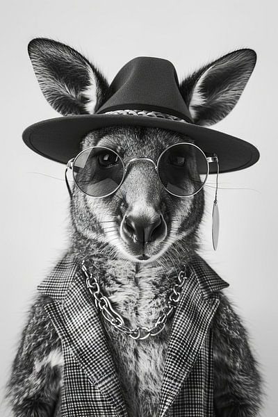 Kangaroo in sunglasses and hat by Poster Art Shop