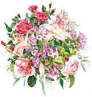 Blumenstrauß aus Rosen von Eke van Mansvelt Aquarell