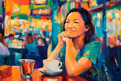 Coffee enjoyment in the café