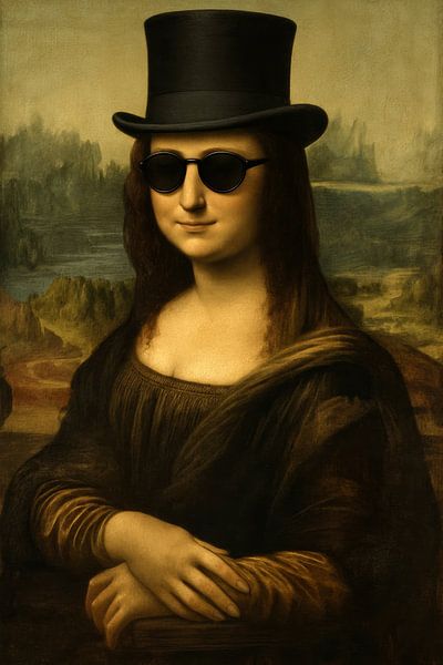 Mona Lisa mit Zylinder - Klassische Kunst trifft moderne Ironie von MArt