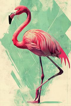 Flamingo in Grafische Harmonie Moderne Illustratie van Eva Lee