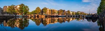 Panorama of the Amstel River in Amsterdam, 2019