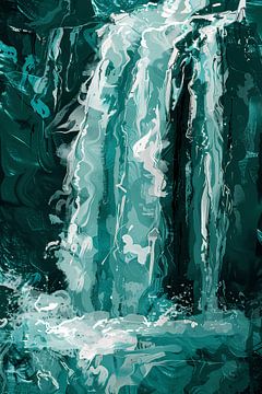 Abstract digitale schilderij van waterval van Art & Soul Creations