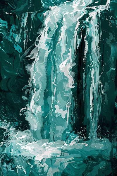 Abstract digital painting of waterfall by Art & Soul Creations