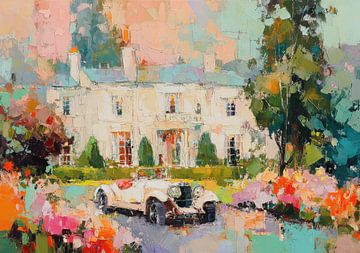 Villa with white convertible