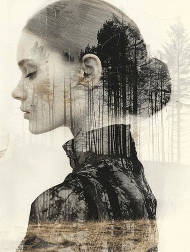 Bijzonder portret, digitale double exposure collage