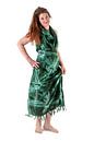 Smiling young woman in dark green dress stands barefoot by Hans-Jürgen Janda thumbnail
