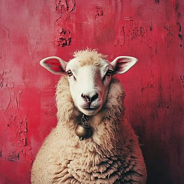 Schapen portret boho stijl van Vlindertuin-Art