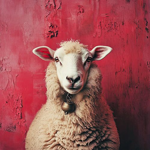 Sheep portrait boho style by Vlindertuin-Art