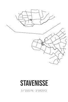 Stavenisse (Zeeland) | Karte | Schwarz und weiß von Rezona