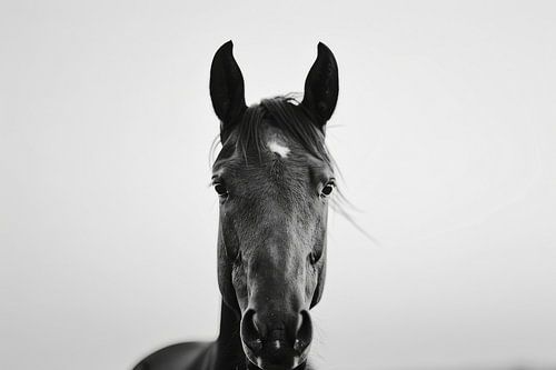 Horse in black and white