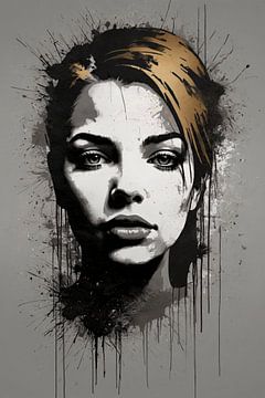 Femme style Banksy sur De Muurdecoratie