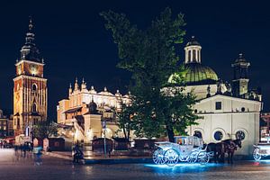 Cracovie - Marché principal la nuit