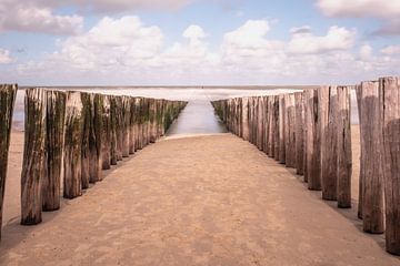 Wellenbrecher am Strand von Domburg / die Niederlande von Photography art by Sacha
