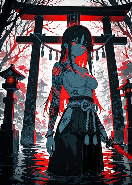 Anime Torii Gate Samurai Girl Japon par Ruzerin