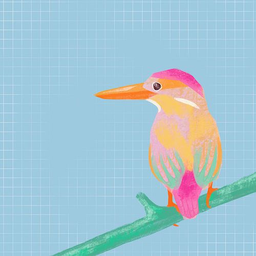 Kingfisher illustration in blue