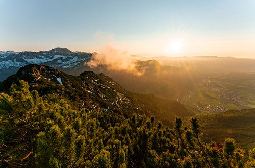 Zonsondergang over de Allgäuer Alpen bij de Iseler