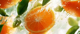 Frische Orangen in spritzigem Wasser von Poster Art Shop