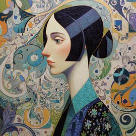 Abstraktes Porträt einer Frau von Kunst Laune